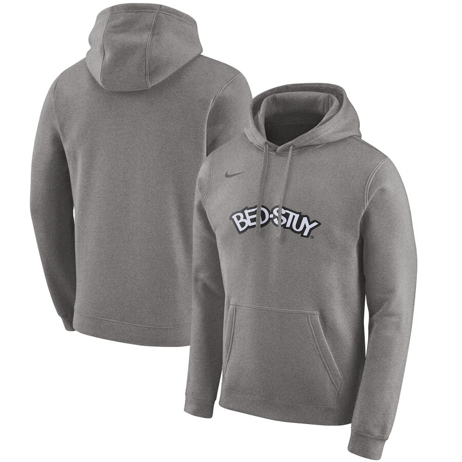 Men's Brooklyn Nets Nike Heather Gray 2019-20 City Edition Club Pullover Hoodie