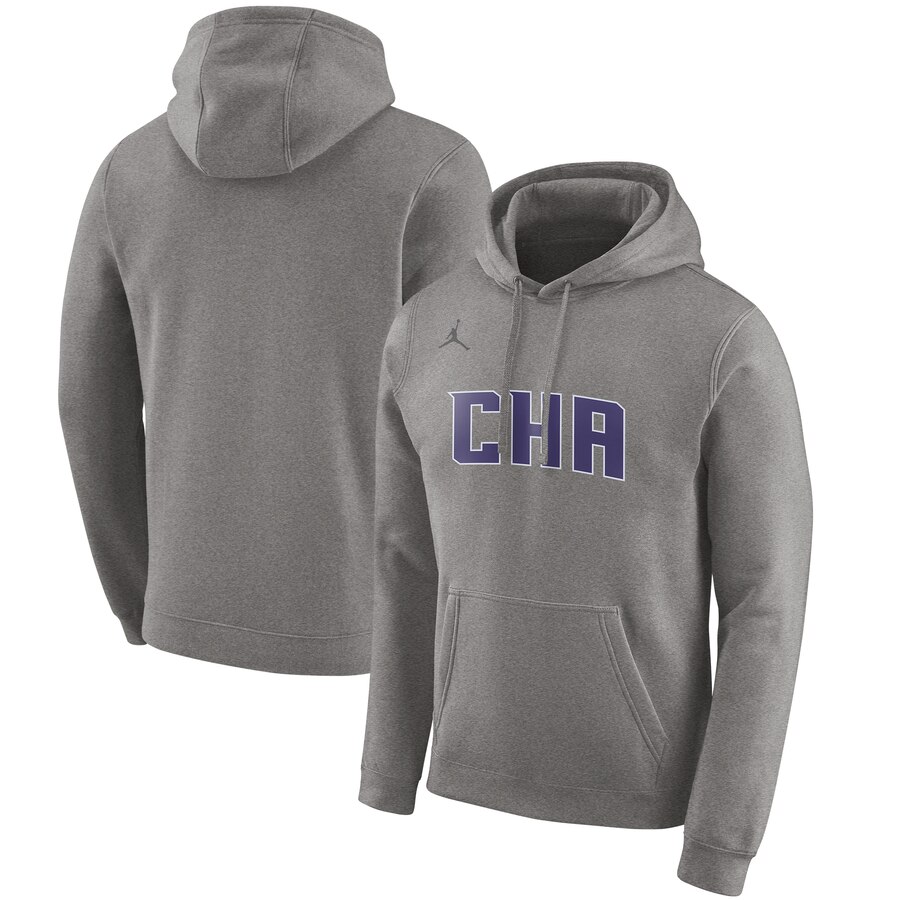 Men's Charlotte Hornets Jordan Brand Heather Gray 2019-20 City Edition Club Pullover Hoodie