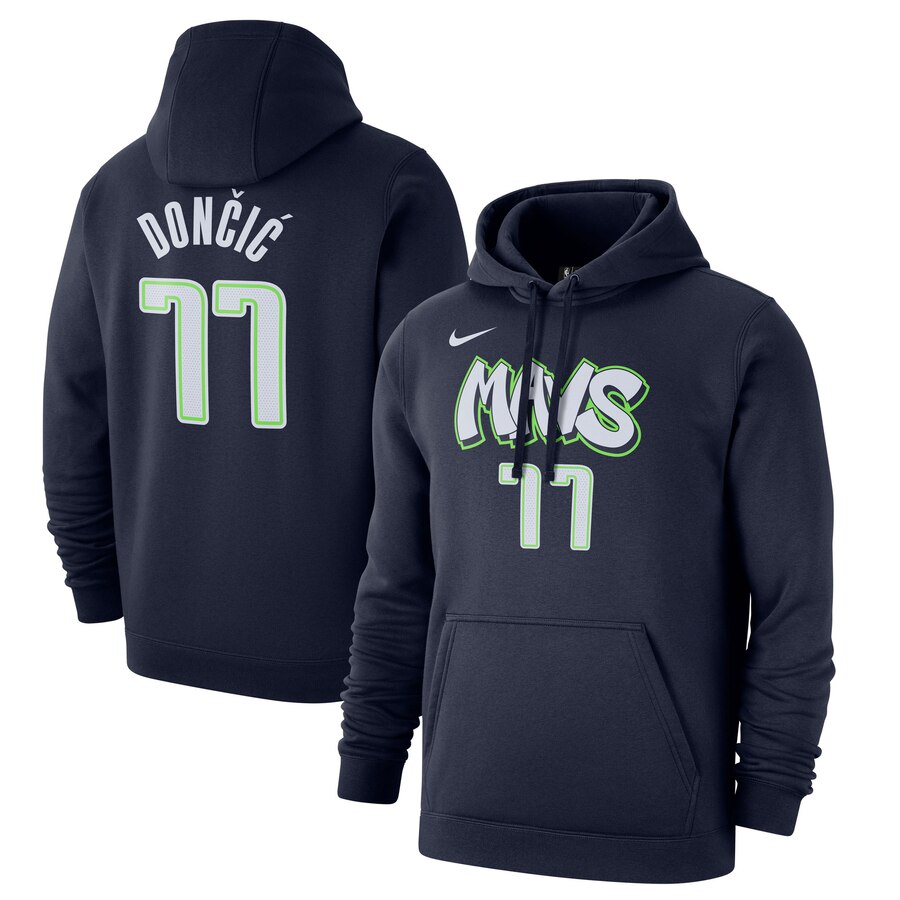 Men's Dallas Mavericks #77 Luka Doncic Nike Navy 2019-20 City Edition Name & Number Pullover Hoodie