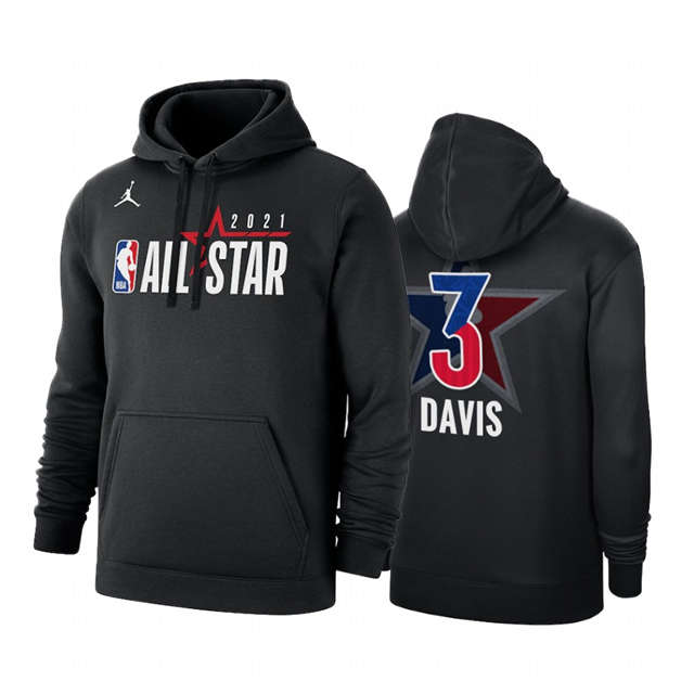 Men's Jordan Brand #3 Anthony Davis 2021 All-Star Western Conference Official Logo Black Hoodie