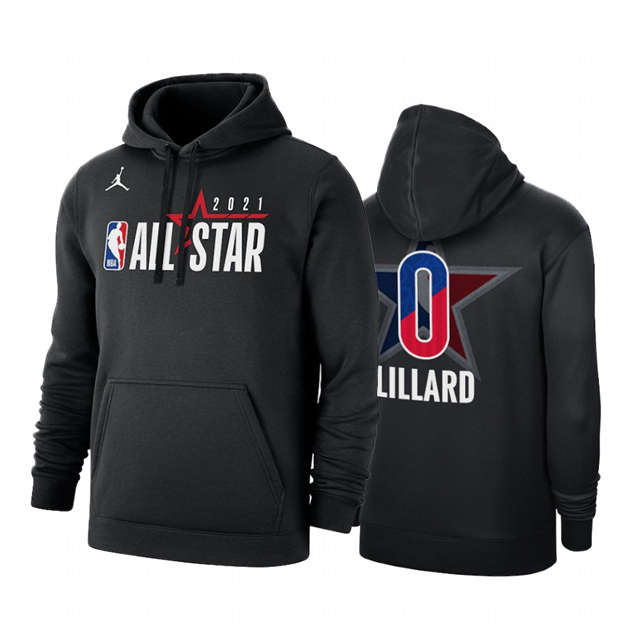 Men's Jordan Brand #0 Damian Lillard 2021 All-Star Western Conference Official Logo Black Hoodie