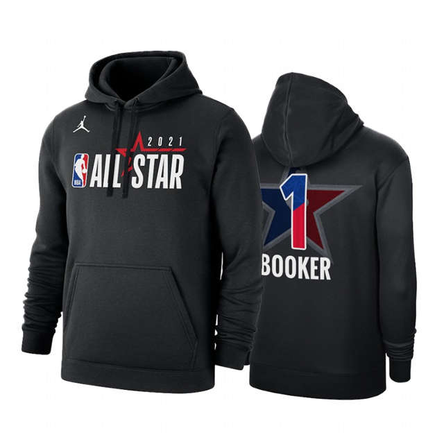 Men's Jordan Brand #1 Devin Booker 2021 All-Star Western Conference Official Logo Black Hoodie