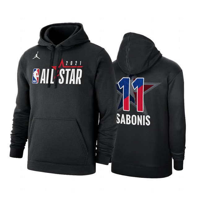 Men's Jordan Brand #11 Domantas Sabonis 2021 All-Star Eastern Conference Official Logo Black Hoodie