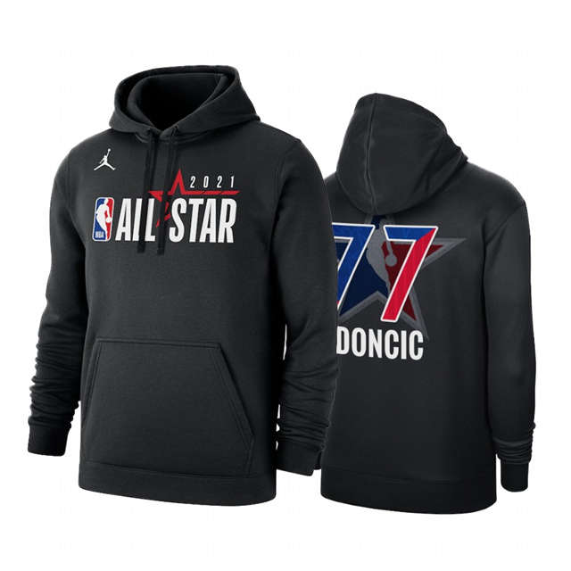 Men's Jordan Brand #77 Luka Doncic 2021 All-Star Western Conference Official Logo Black Hoodie