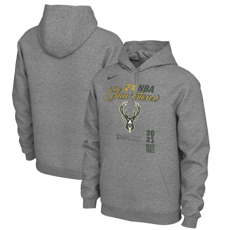 Milwaukee Bucks Nike 2021 NBA Finals Champions Locker Room Pullover Hoodie - Heathered Charcoal