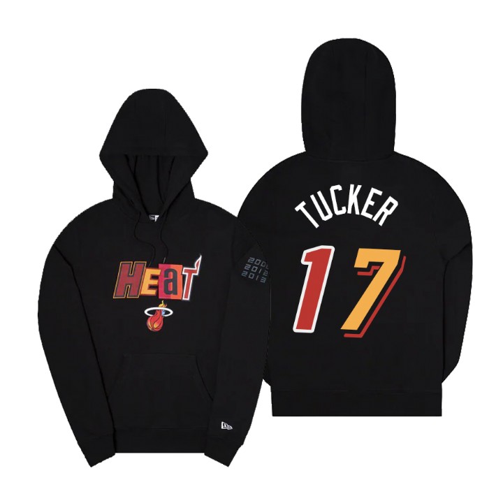 Nike Heat #17 P.J. Tucker Men's 2022-23 City Edition NBA Hoodie - Cherry Blossom Black