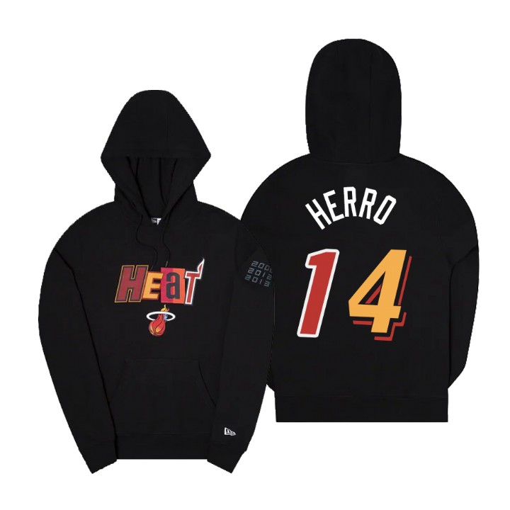 Nike Heat #14 Tyler Herro Men's 2022-23 City Edition NBA Hoodie - Cherry Blossom Black