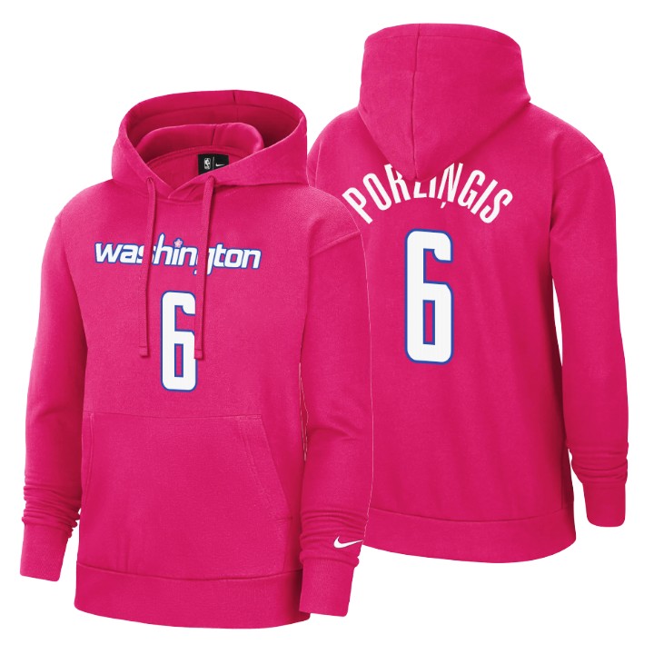 Nike Wizards #6 Kristaps Porzingis Men's 2022-23 City Edition NBA Hoodie - Cherry Blossom Pink