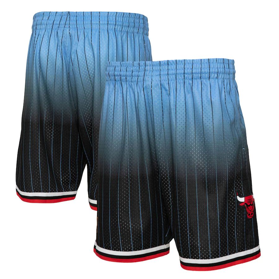 Chicago Bulls Mitchell & Ness Men's Black/Light Blue 1995/96 Hardwood Classics Fadeaway Reload 3.0 Swingman Shorts