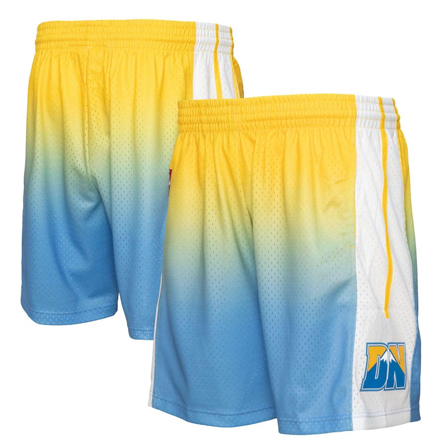 Denver Nuggets Mitchell & Ness Men's Yellow/Blue 2006/07 Hardwood Classics Fadeaway Reload 3.0 Swingman Shorts