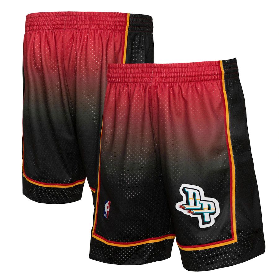 Detroit Pistons Mitchell & Ness Men's Red/Black 1998/99 Hardwood Classics Fadeaway Reload 3.0 Swingman Shorts