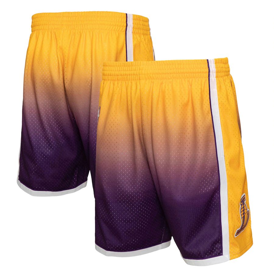 Los Angeles Lakers Mitchell & Ness Men's Gold/Purple 200910 Hardwood Classics Fadeaway Reload 3.0 Swingman Shorts