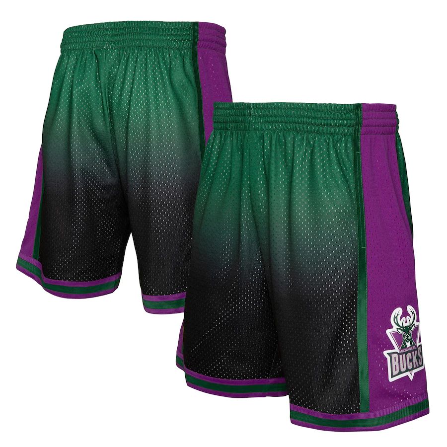 Milwaukee Bucks Mitchell & Ness Men's Green/Black 1996/97 Hardwood Classics Fadeaway Reload 3.0 Swingman Shorts