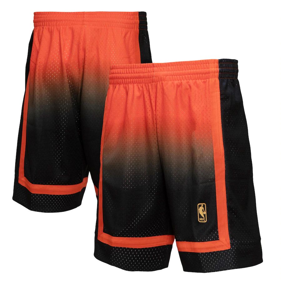 New York Knicks Mitchell & Ness Men's Orange/Black 1996/97 Hardwood Classics Fadeaway Reload 3.0 Swingman Shorts