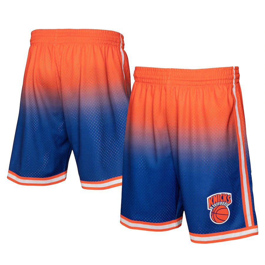 New York Knicks Mitchell & Ness Men's Orange/Royal 1991/92 Hardwood Classics Fadeaway Reload 3.0 Swingman Shorts