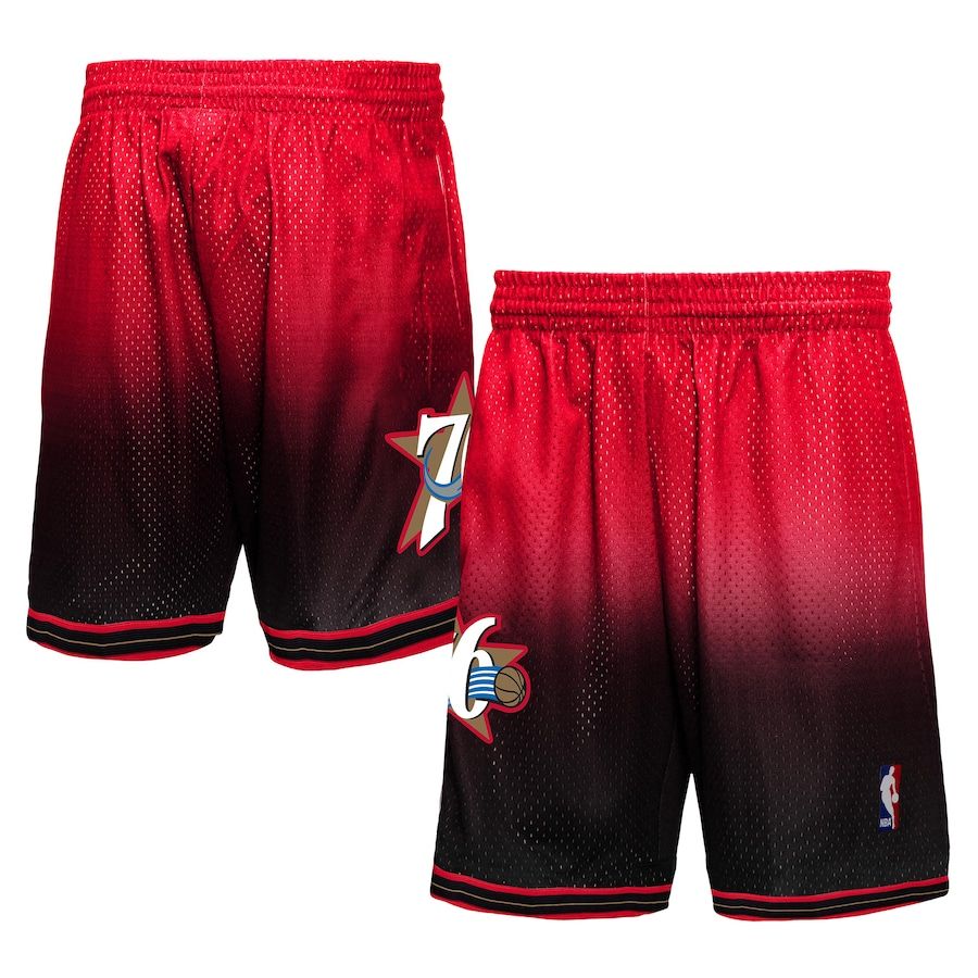 Philadelphia 76ers Mitchell & Ness Men's Black/Red 2000/01 Hardwood Classics Fadeaway Reload 3.0 Swingman Shorts