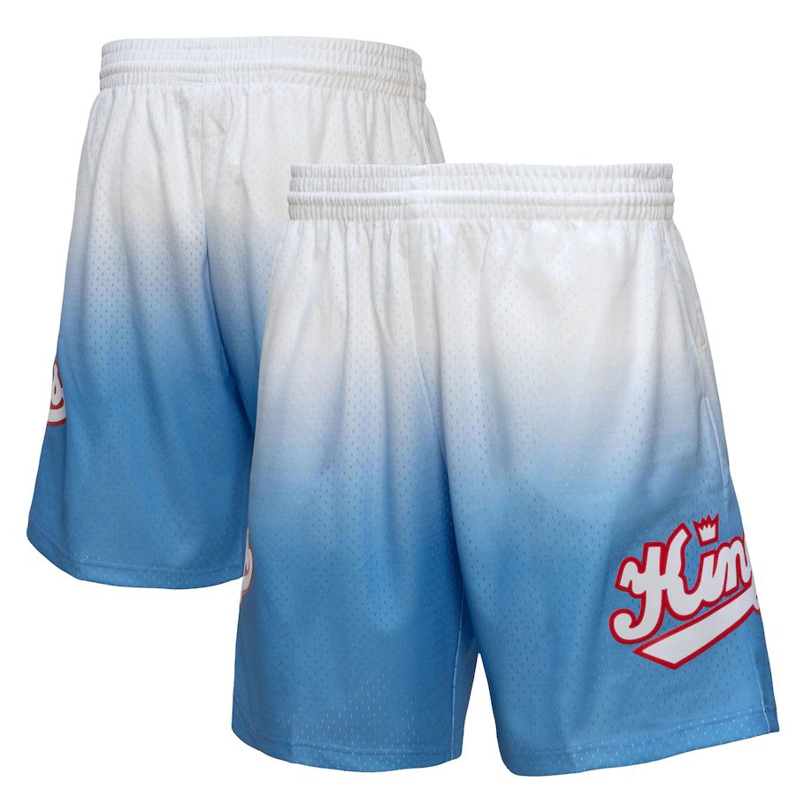 Sacramento Kings Mitchell & Ness Men's White/Light Blue 1985/86 Hardwood Classics Fadeaway Reload 3.0 Swingman Shorts