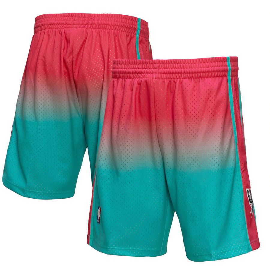 San Antonio Spurs Mitchell & Ness Men's Pink/Teal 1998/99 Hardwood Classics Fadeaway Reload 3.0 Swingman Shorts