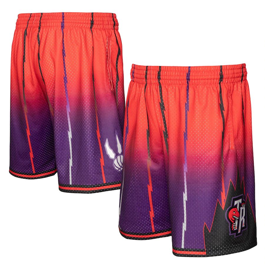 Toronto Raptors Mitchell & Ness Men's Red/Purple 1998/99 Hardwood Classics Fadeaway Reload 3.0 Swingman Shorts