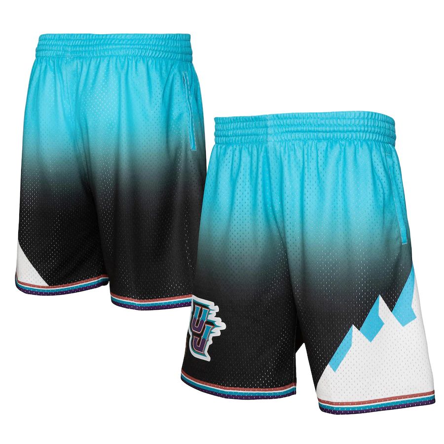 Utah Jazz Mitchell & Ness Men's Black/Light Blue 1996/97 Hardwood Classics Fadeaway Reload 3.0 Swingman Shorts