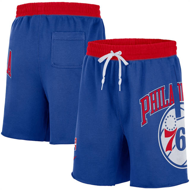 Men's Philadelphia 76ers Nike Royal 75th Anniversary Courtside Fleece Shorts