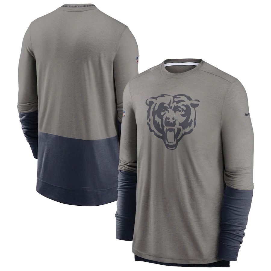 Chicago Bears Nike Sideline Player Performance Long Sleeve T-Shirt Heathered Gray Navy