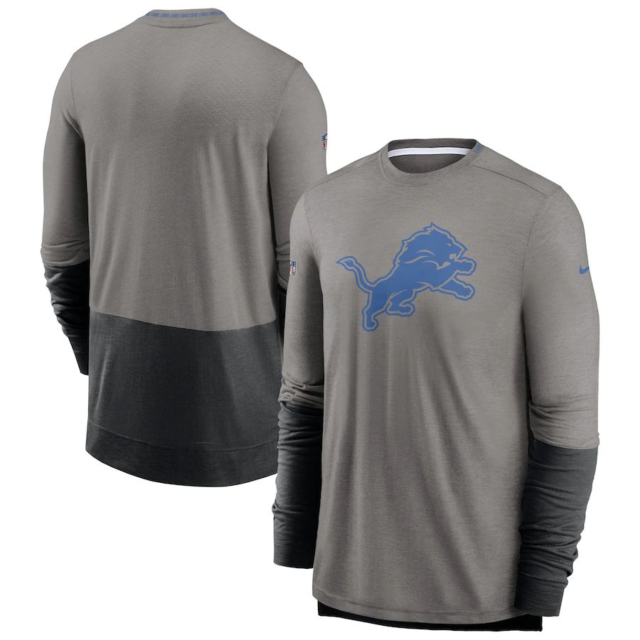 Detroit Lions Nike Sideline Player Performance Long Sleeve T-Shirt Heathered Gray Black