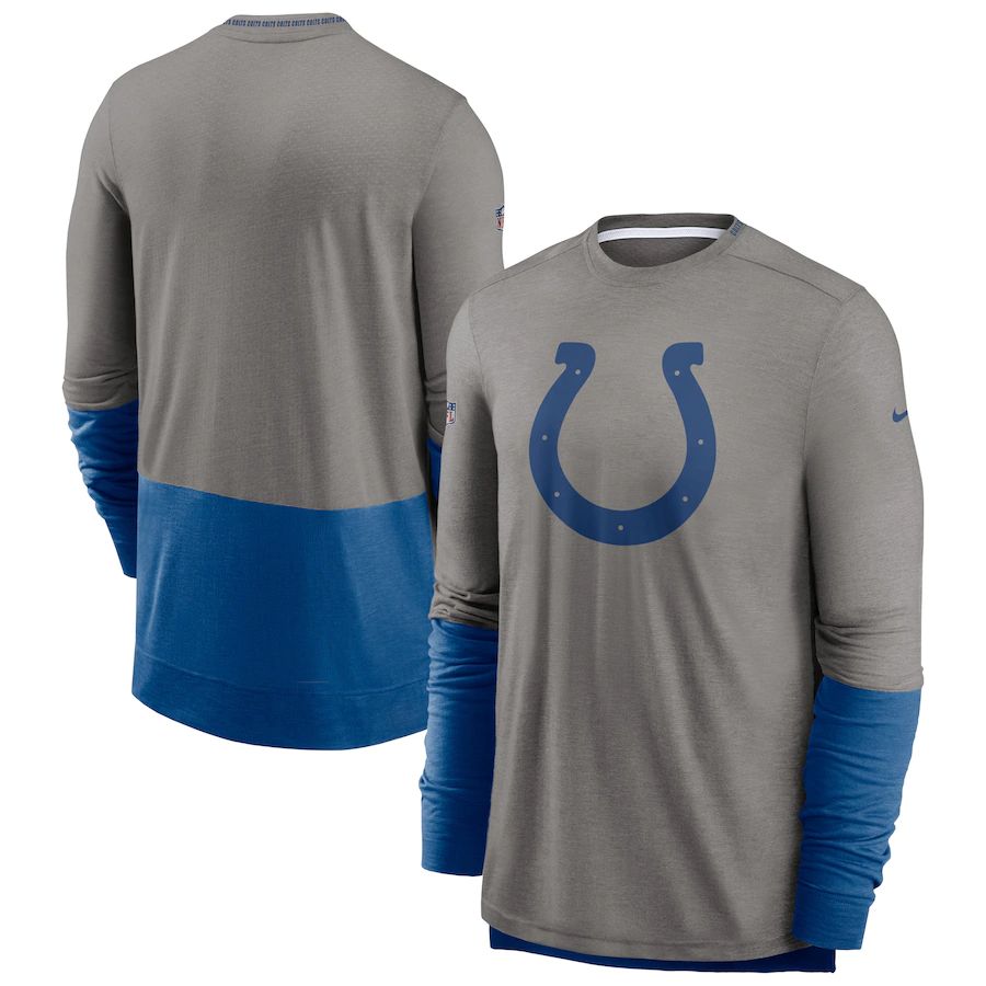 Indianapolis Colts Nike Sideline Player Performance Long Sleeve T-Shirt Heathered Gray Royal