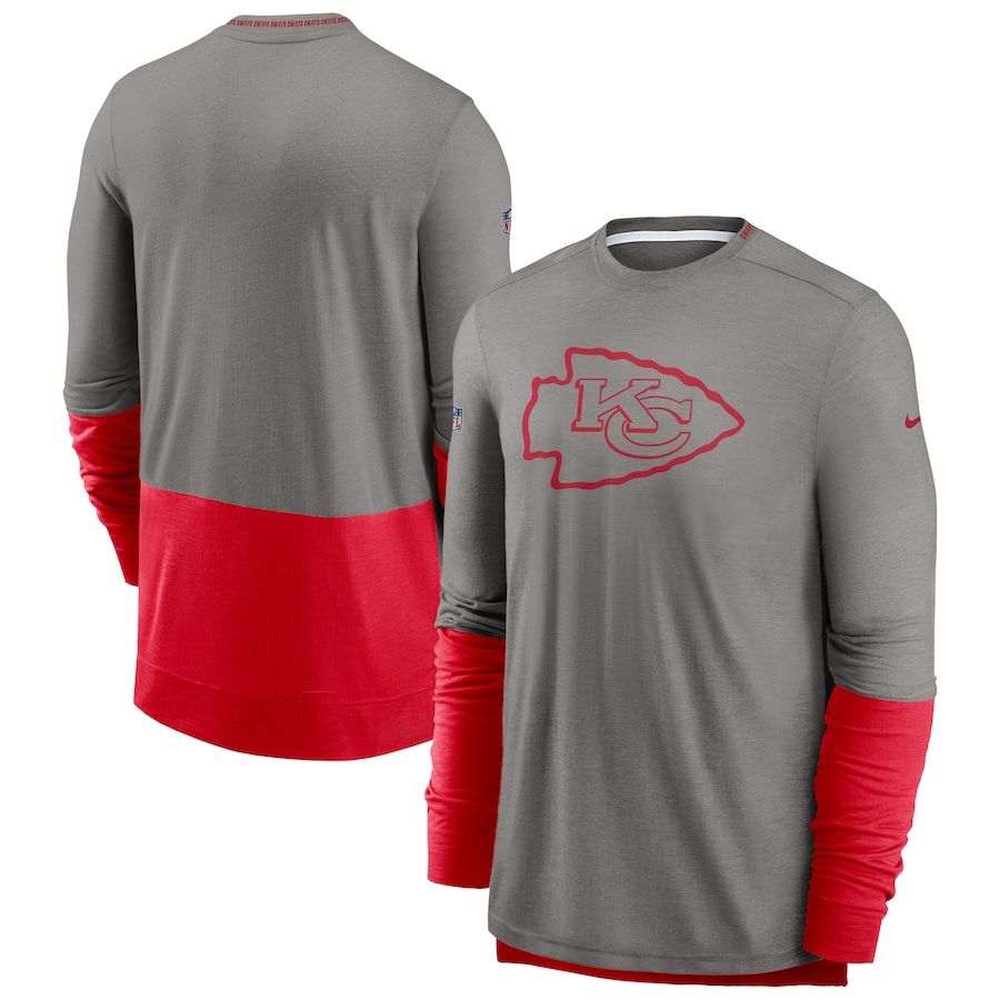 Kansas City Chiefs Nike Sideline Player Performance Long Sleeve T-Shirt Heathered Gray Red