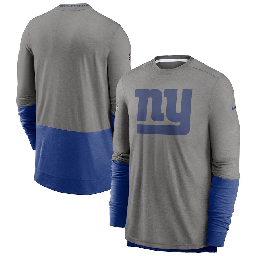 New York Giants Nike Sideline Player Performance Long Sleeve T-Shirt Heathered Gray Royal