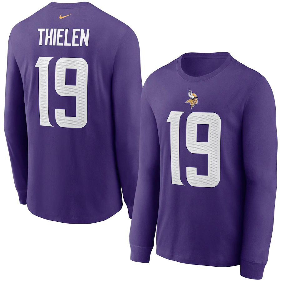 Minnesota Vikings #19 Adam Thielen Nike Player Name & Number Long Sleeve T-Shirt Purple