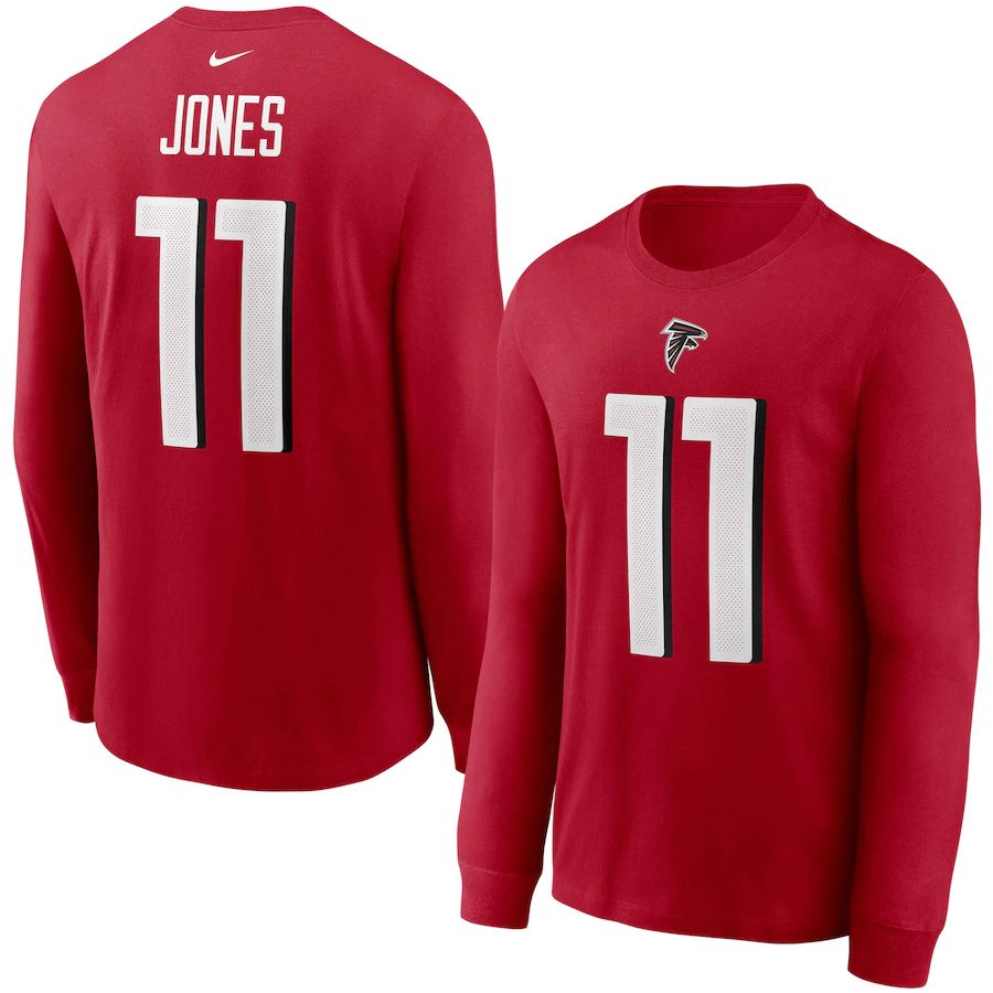 Atlanta Falcons #11 Julio Jones Nike Player Name & Number Long Sleeve T-Shirt Red