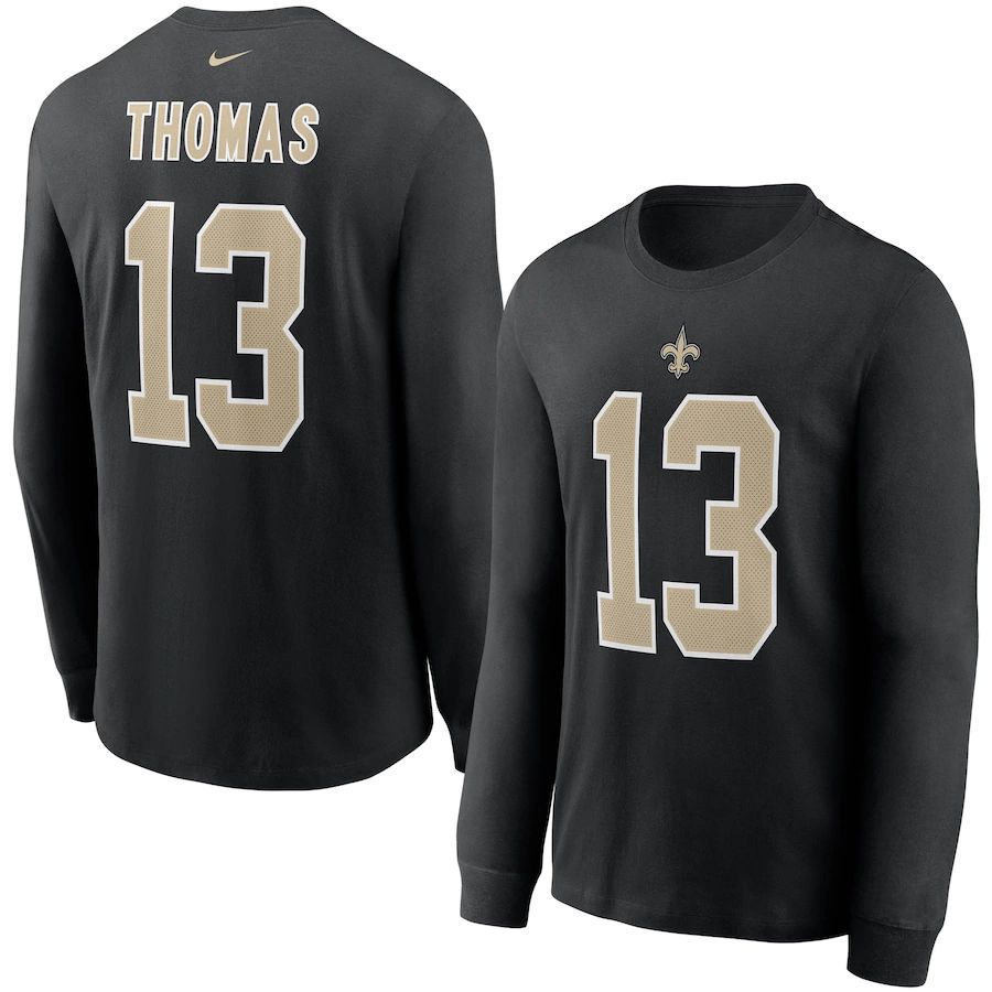 New Orleans Saints #13 Michael Thomas Nike Player Name & Number Long Sleeve T-Shirt Black