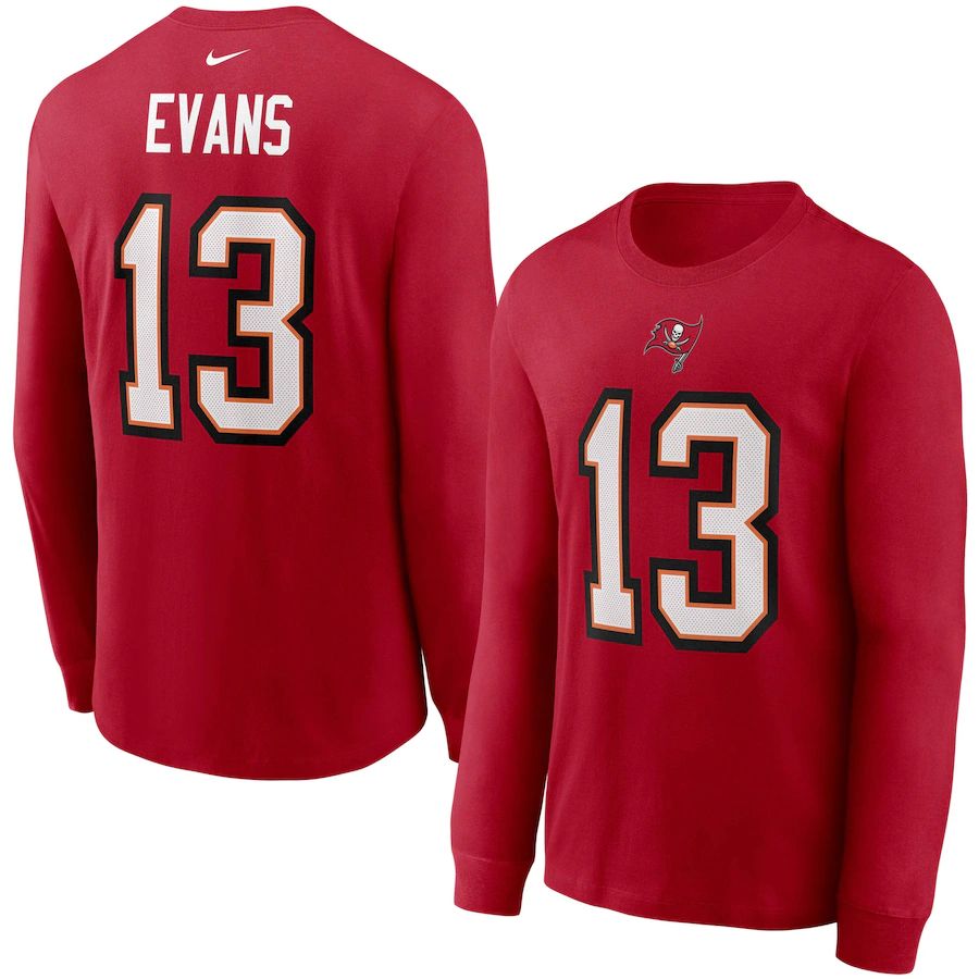 Tampa Bay Buccaneers #13 Mike Evans Nike Player Name & Number Long Sleeve T-Shirt Red