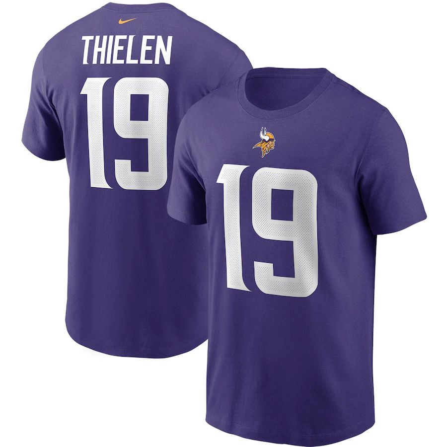 Minnesota Vikings #19 Adam Thielen Nike Team Player Name & Number T-Shirt Purple