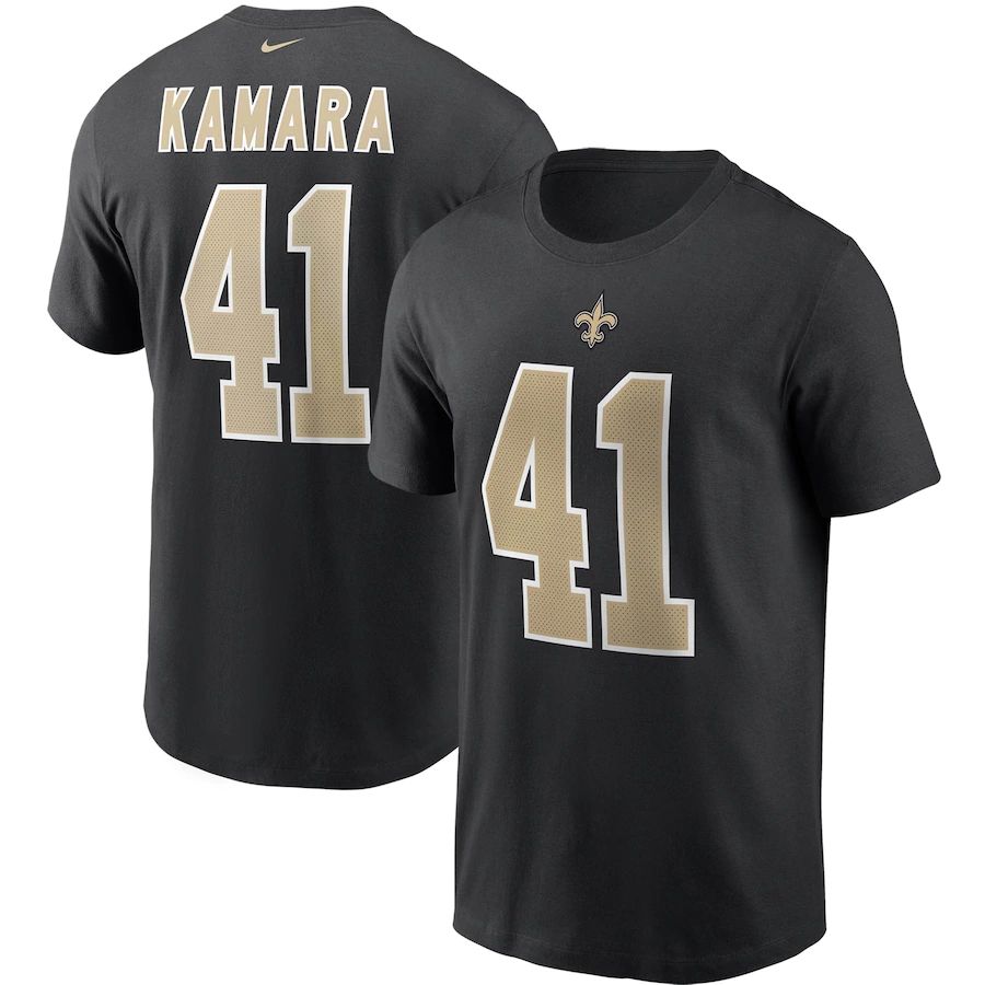 New Orleans Saints #41 Alvin Kamara Nike Team Player Name & Number T-Shirt Black