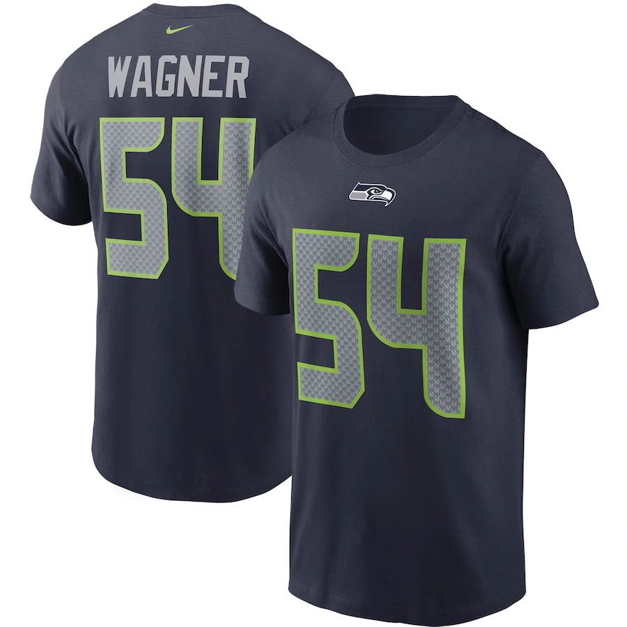 Seattle Seahawks #54 Bobby Wagner Nike Team Player Name & Number T-Shirt College Navy