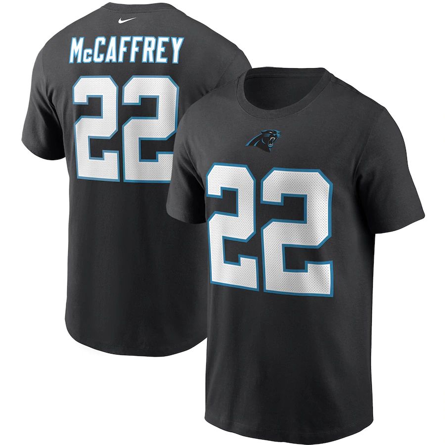 Carolina Panthers #22 Christian McCaffrey Nike Team Player Name & Number T-Shirt Black