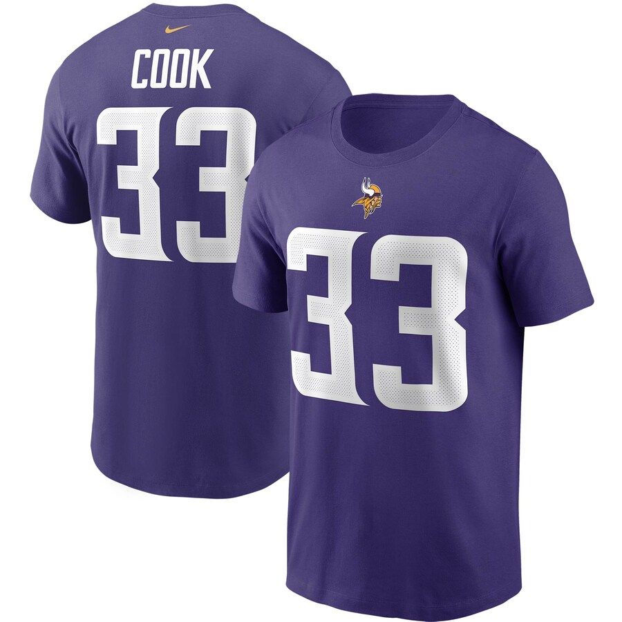 Minnesota Vikings #33 Dalvin Cook Nike Team Player Name & Number T-Shirt Purple