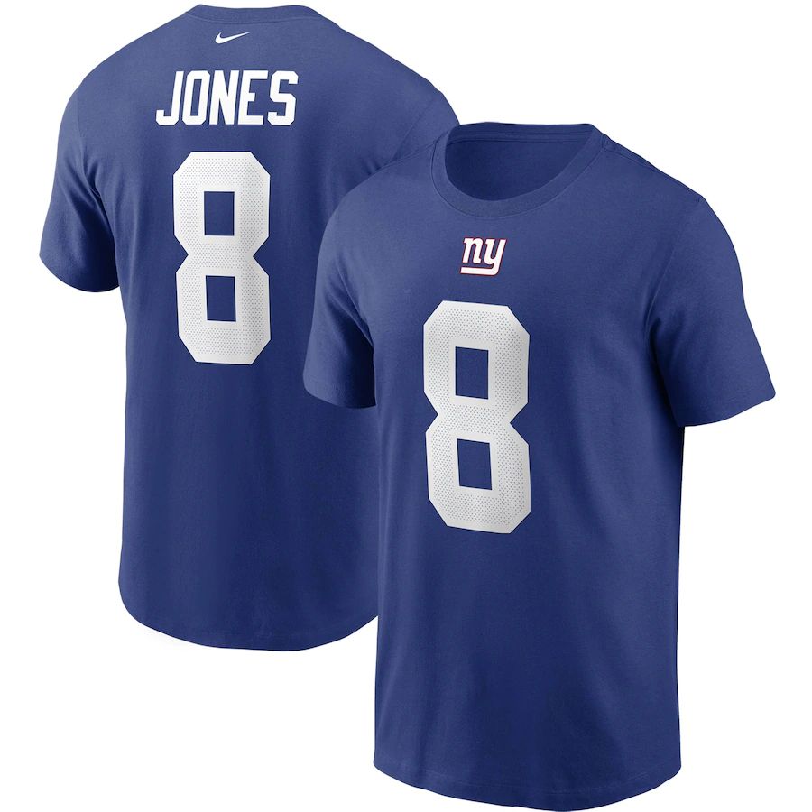 New York Giants #8 Daniel Jones Nike Team Player Name & Number T-Shirt Royal