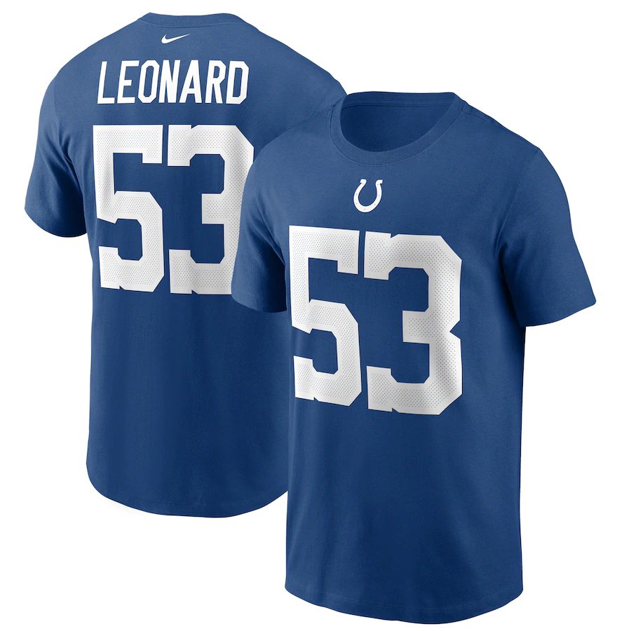 Indianapolis Colts #53 Darius Leonard Nike Team Player Name & Number T-Shirt Royal