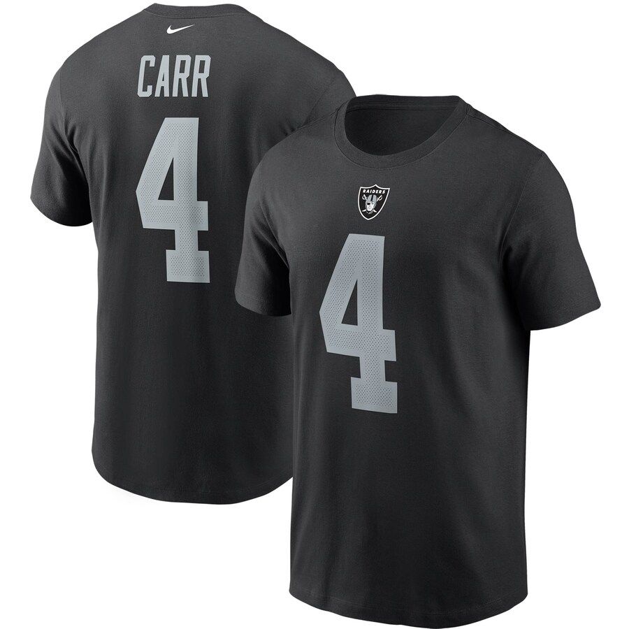 Las Vegas Raiders #4 Derek Carr Nike Team Player Name & Number T-Shirt Black