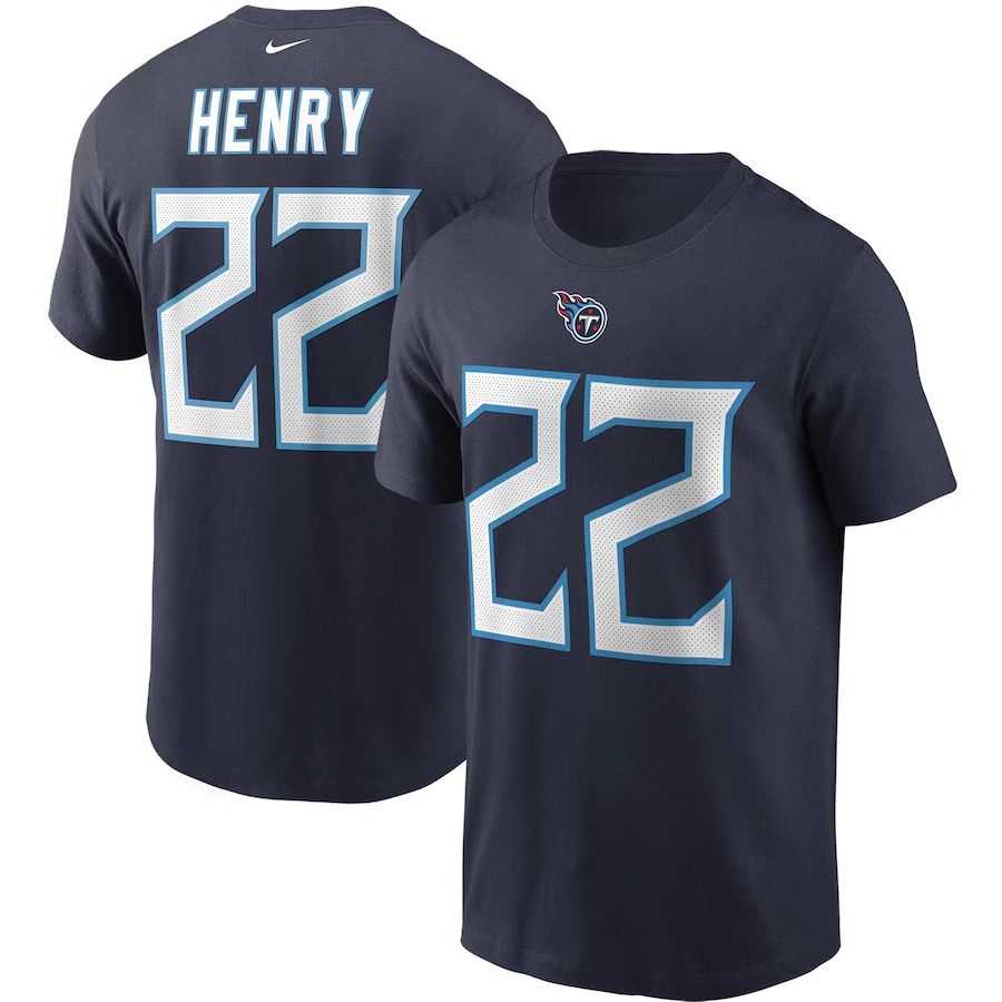 Tennessee Titans #22 Derrick Henry Nike Team Player Name & Number T-Shirt Navy