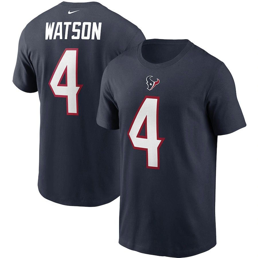 Houston Texans #4 Deshaun Watson Nike Team Player Name & Number T-Shirt Navy