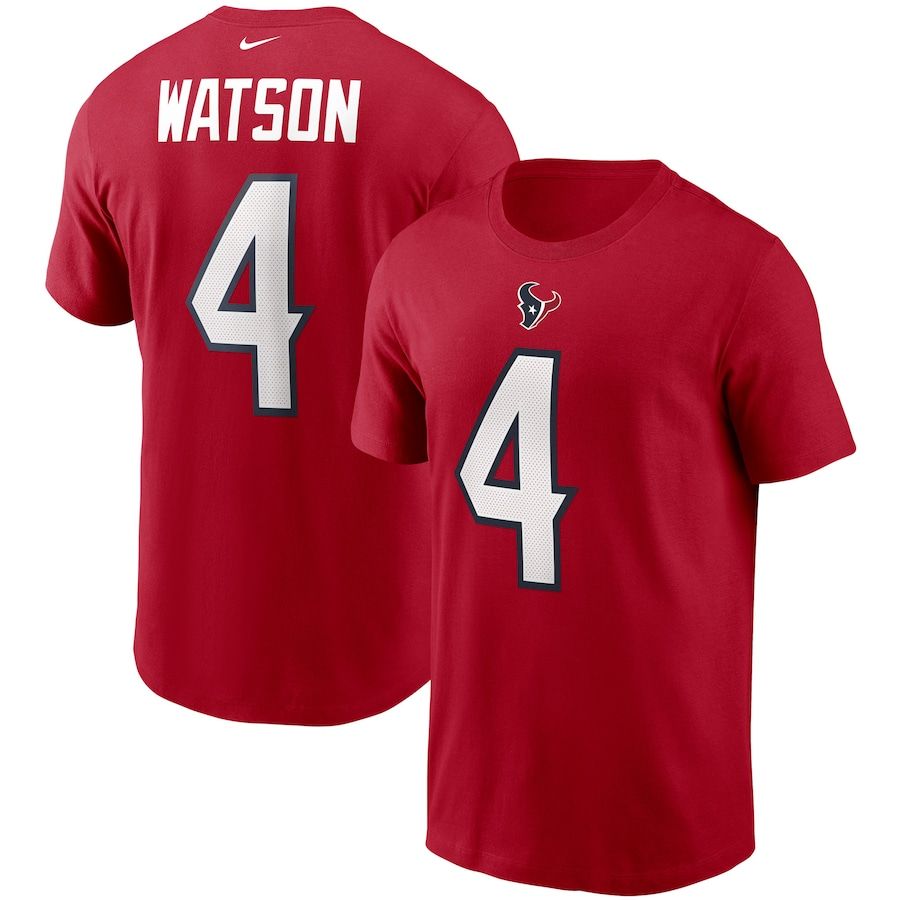 Houston Texans #4 Deshaun Watson Nike Team Player Name & Number T-Shirt Red