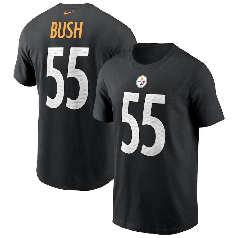 Pittsburgh Steelers #55 Devin Bush Nike Team Player Name & Number T-Shirt Black