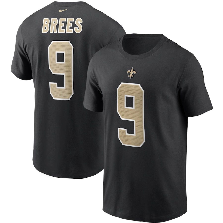 New Orleans Saints #9 Drew Brees Nike Team Player Name & Number T-Shirt Black