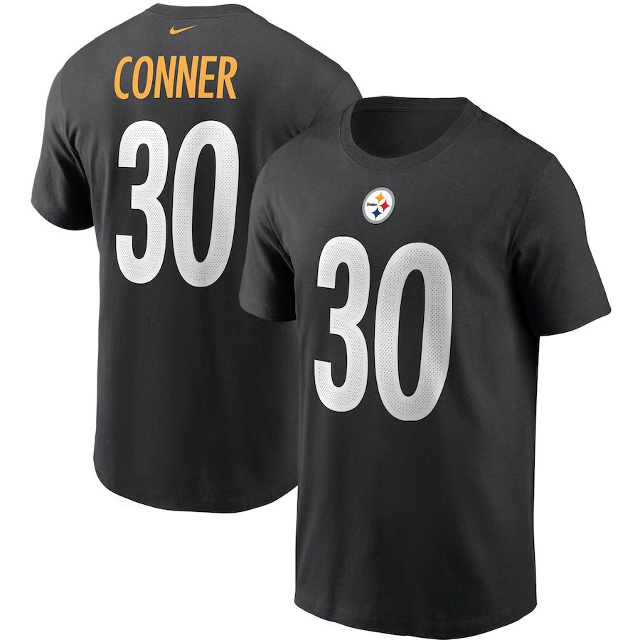 Pittsburgh Steelers #30 James Conner Nike Team Player Name & Number T-Shirt Black