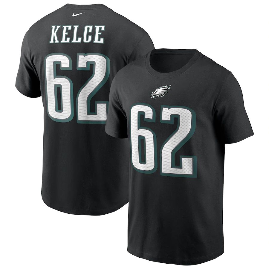 Philadelphia Eagles #62 Jason Kelce Nike Team Player Name & Number T-Shirt Black