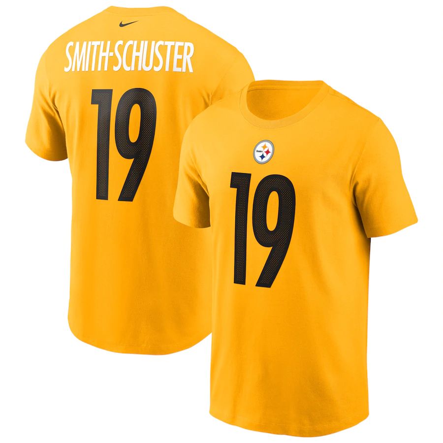 Pittsburgh Steelers #19 JuJu Smith-Schuster Nike Team Player Name & Number T-Shirt Gold